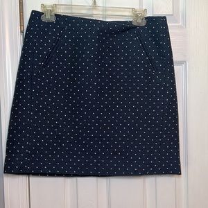 Womens Loft Skirt Size 6  Navy/White Polka Dot Fully lined